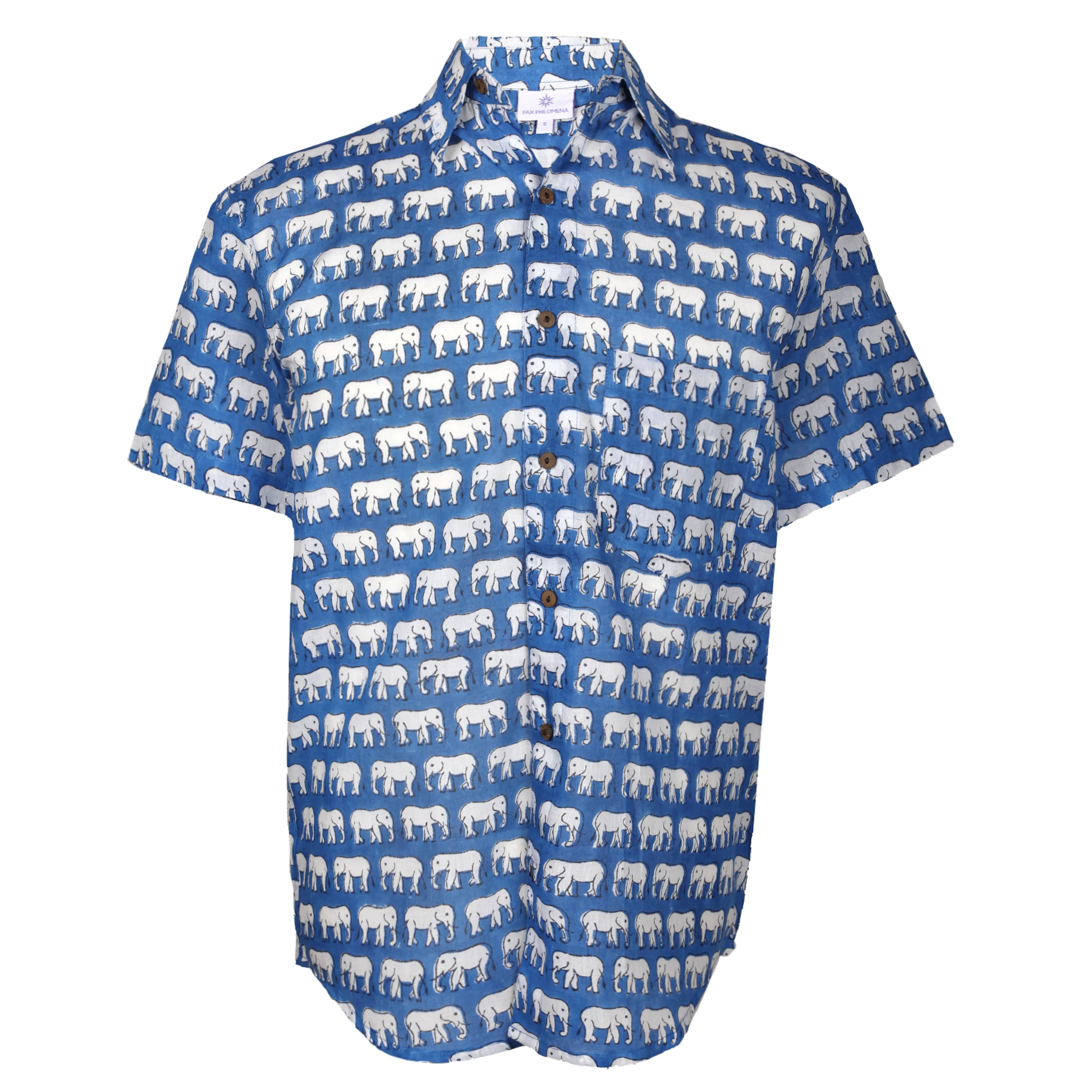 Balboa Blue Men's Elephant Short Sleeve Shirt