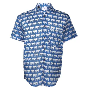 Balboa Blue Men's Elephant Short Sleeve Shirt