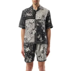 Bandana Floral Bowling Shirt in Black