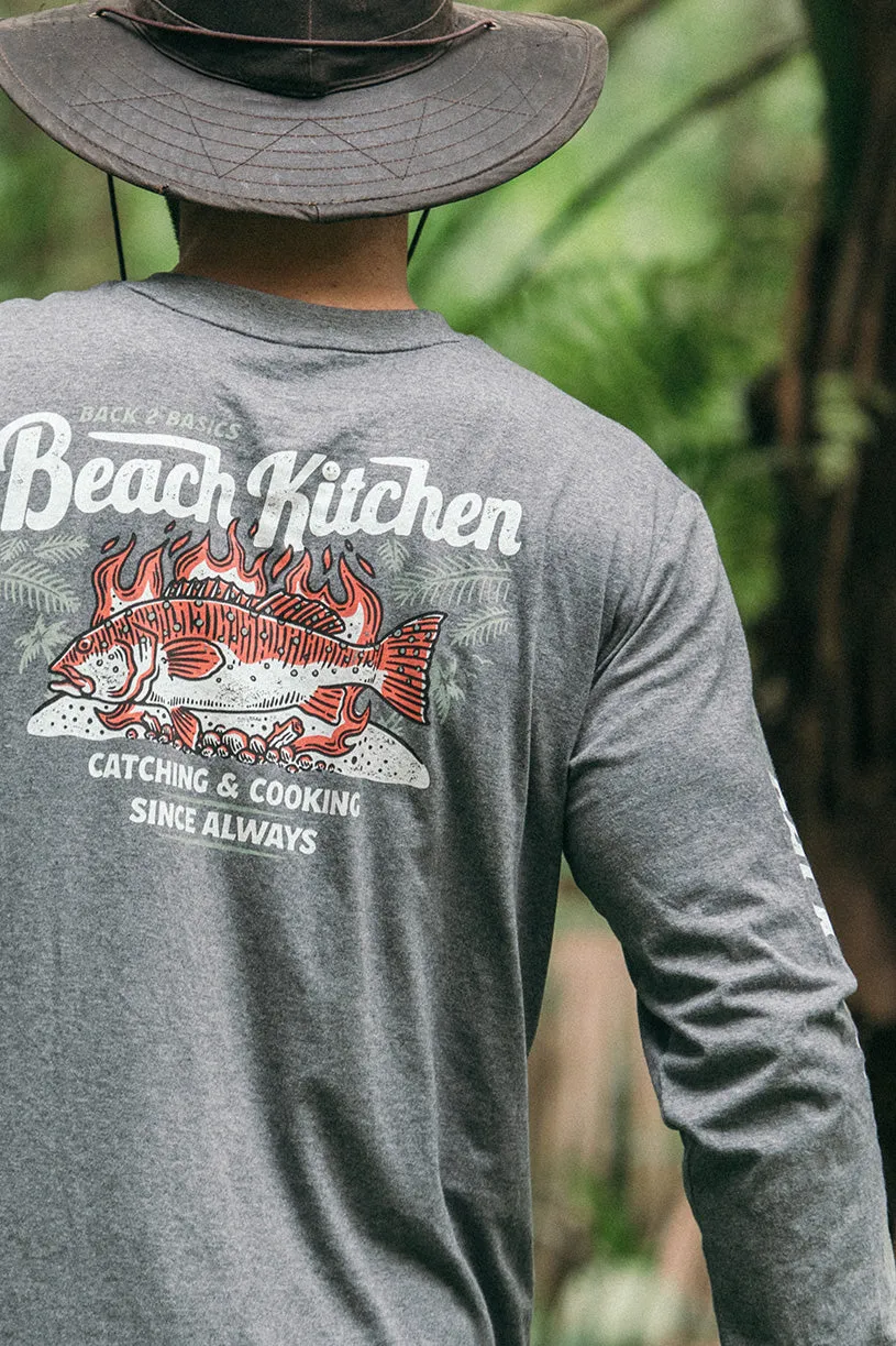 Beach Kitchen Long Sleeve Tee - Grey Marle