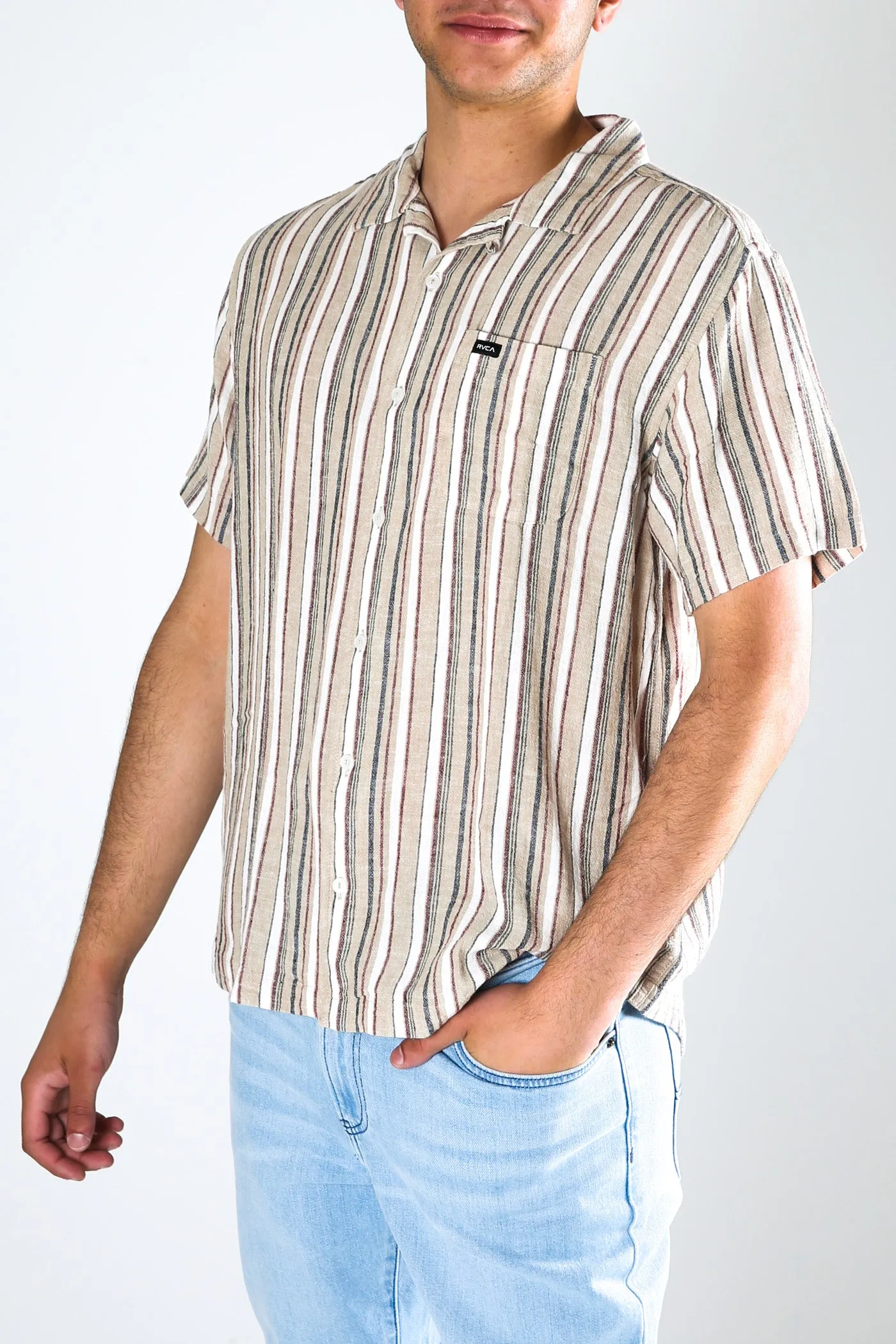 Beat Stripe Short Sleeve Khaki