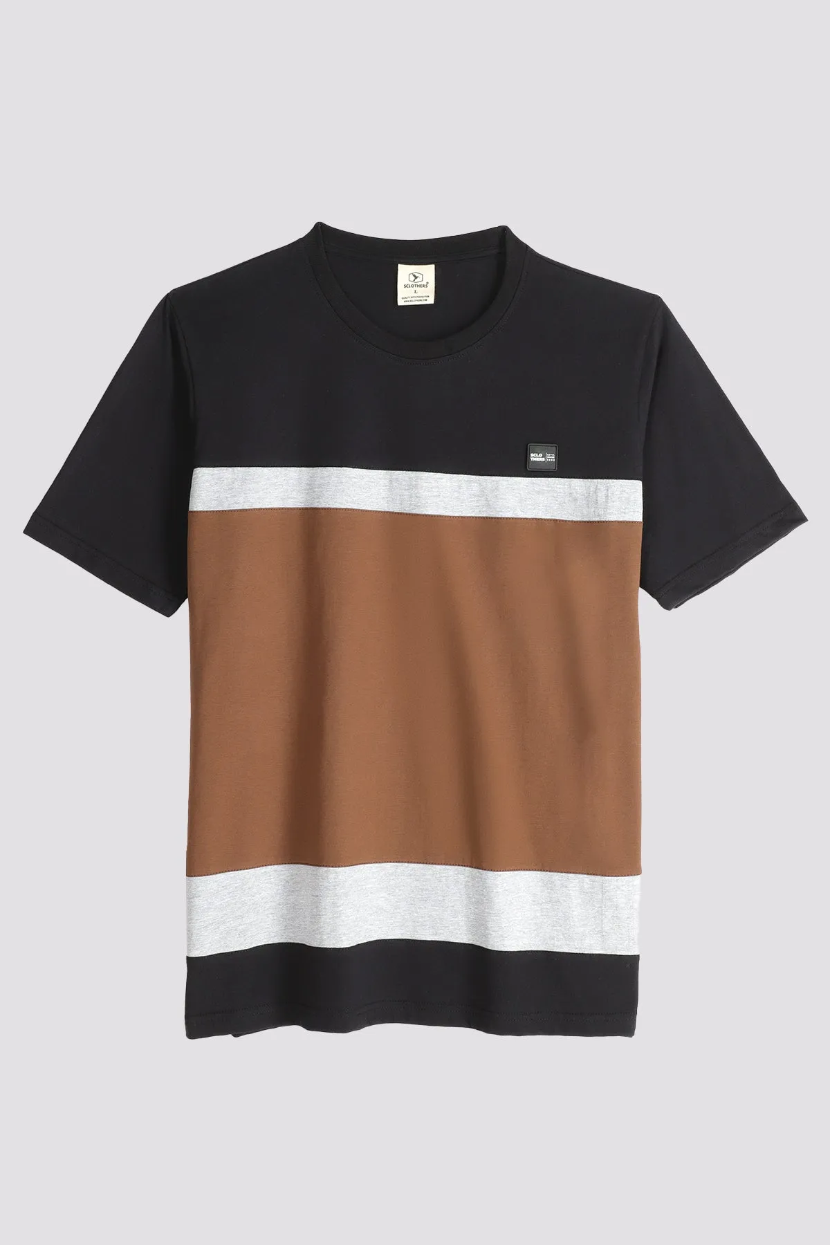 Black & Brown Colorblock T-Shirt (Plus size) - S24 - MT0347P