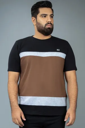 Black & Brown Colorblock T-Shirt (Plus size) - S24 - MT0347P