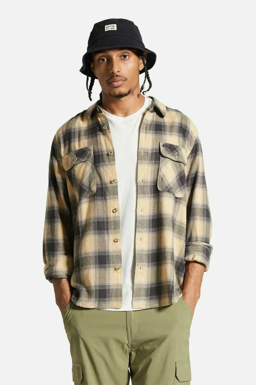 Bowery Lightweight Ultra Soft L/S Flannel - Oat Milk/Cinder Grey