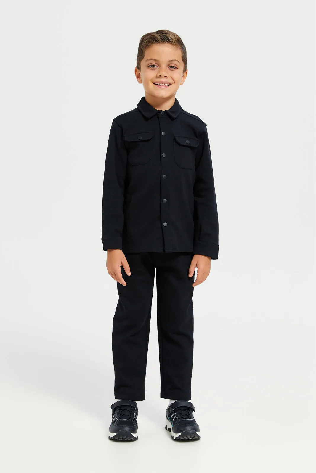 Boys Black Collar Shirt