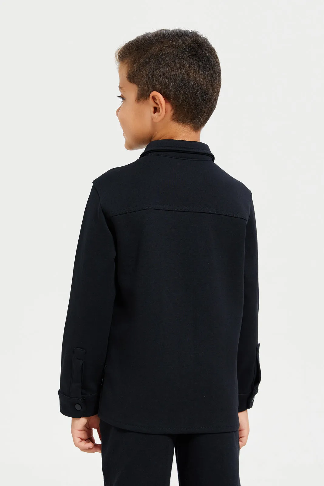 Boys Black Collar Shirt