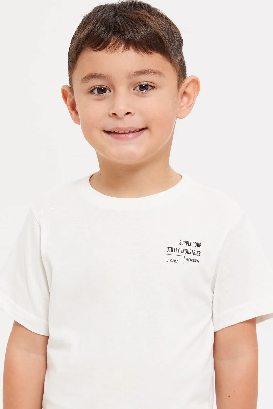 Boys Olive And White Shirt With T-Shirt Set (2 Piece)