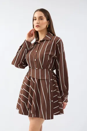 Brown Special Design Shirt Dress