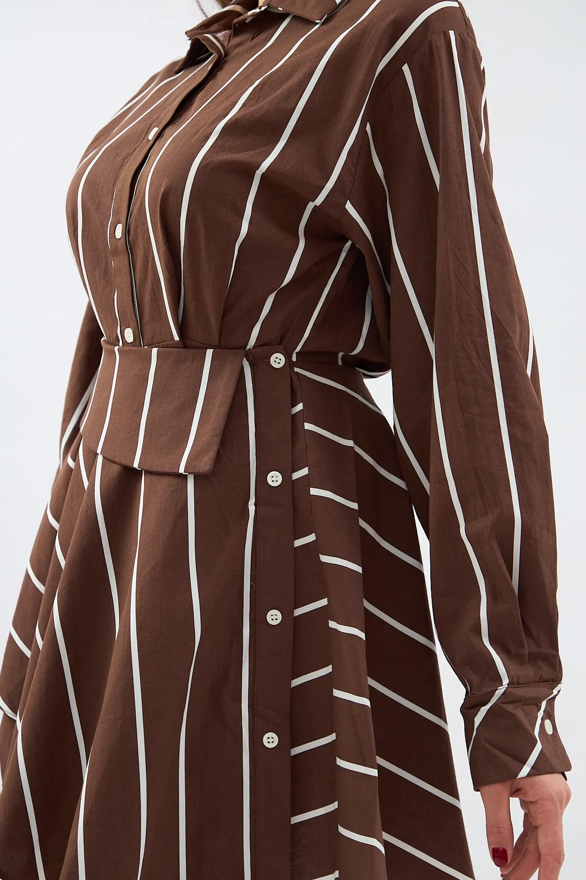 Brown Special Design Shirt Dress