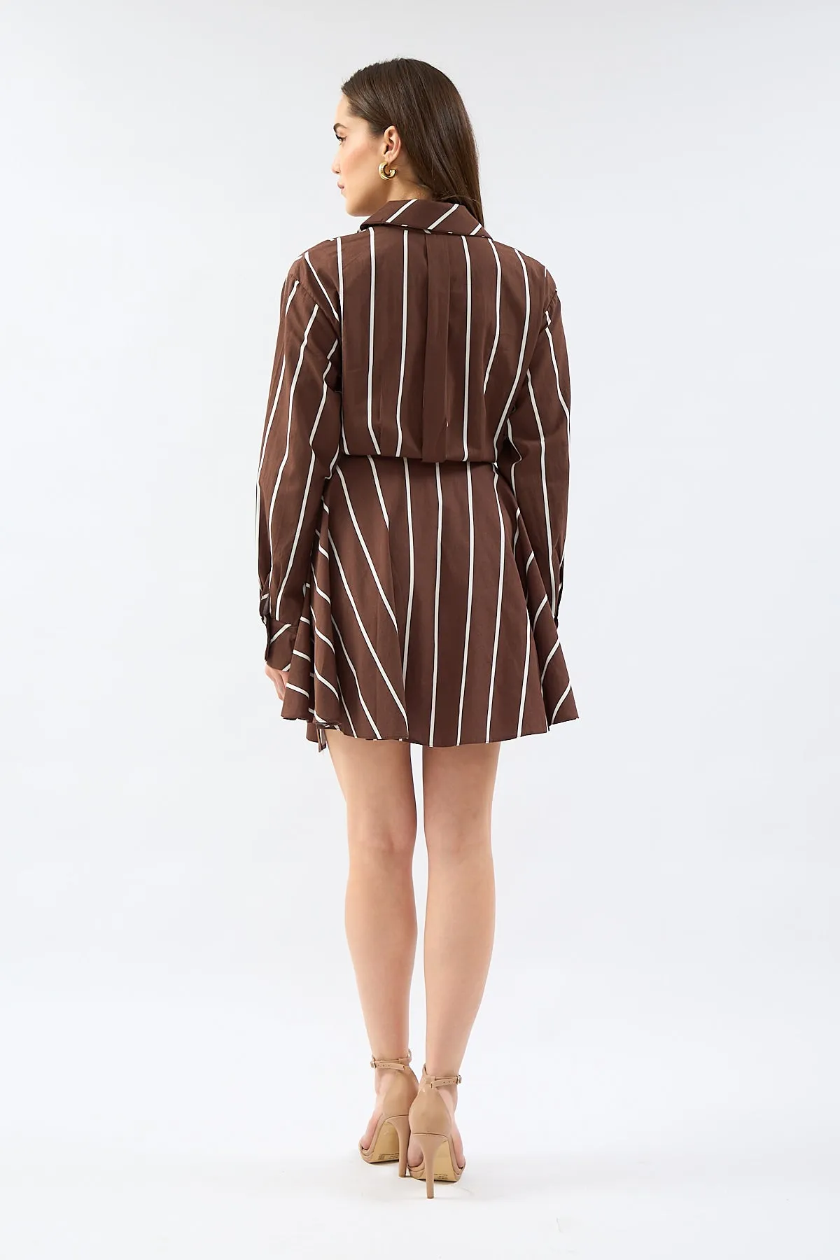 Brown Special Design Shirt Dress