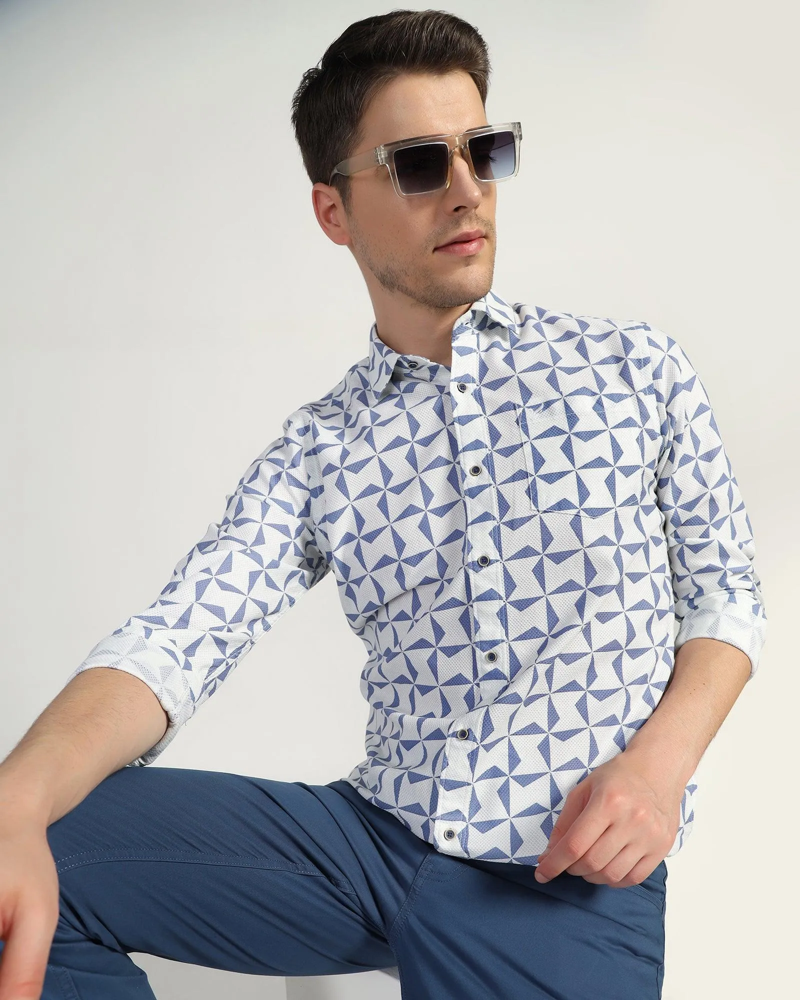 Casual Blue Printed Shirt - Darwin