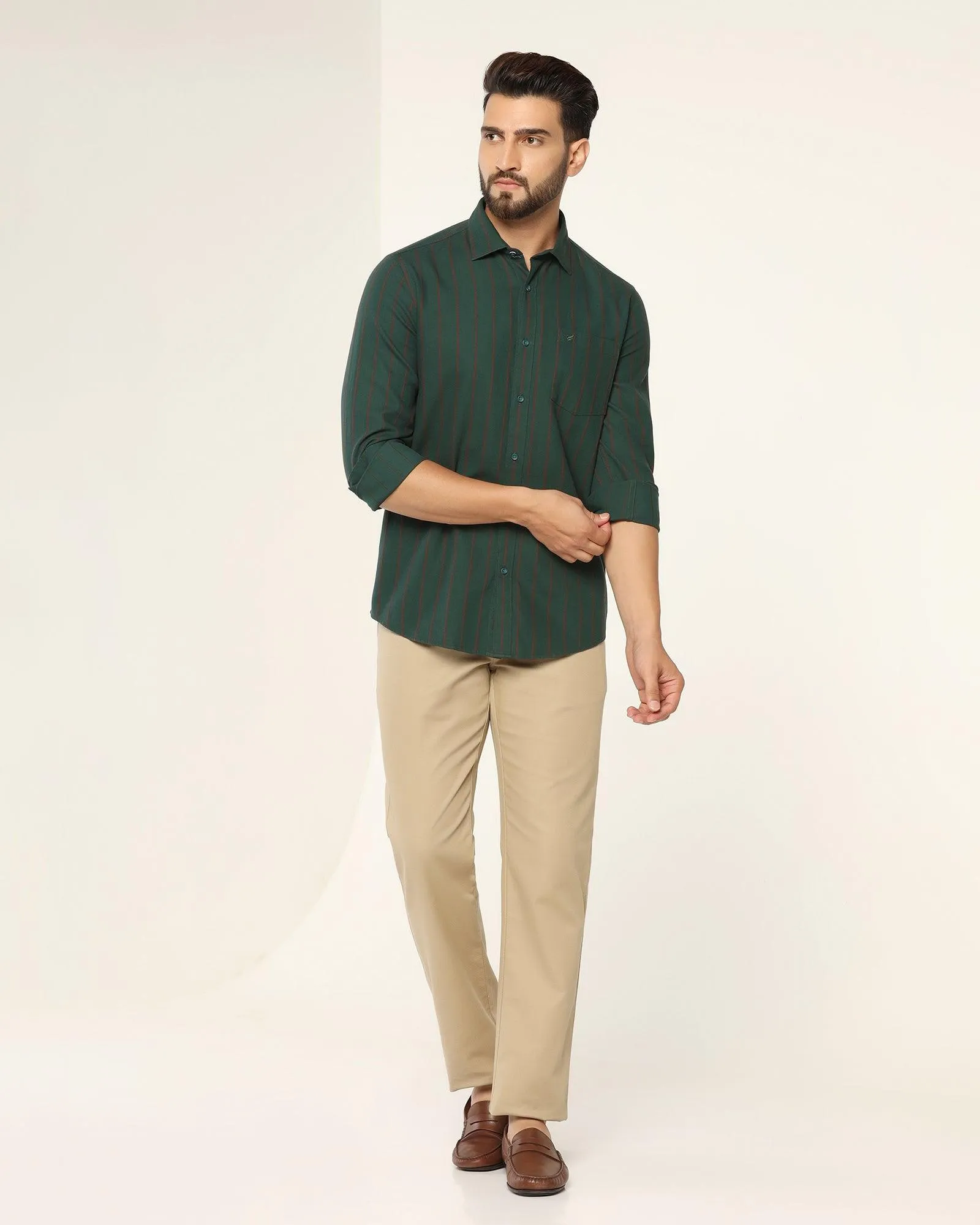 Casual Green Striped Shirt - Fabien