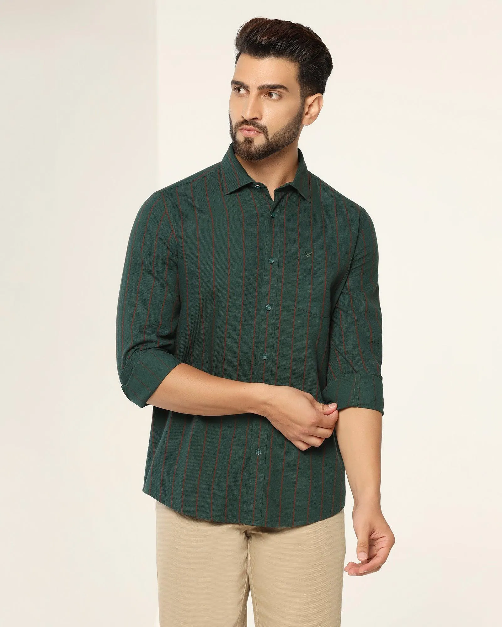 Casual Green Striped Shirt - Fabien