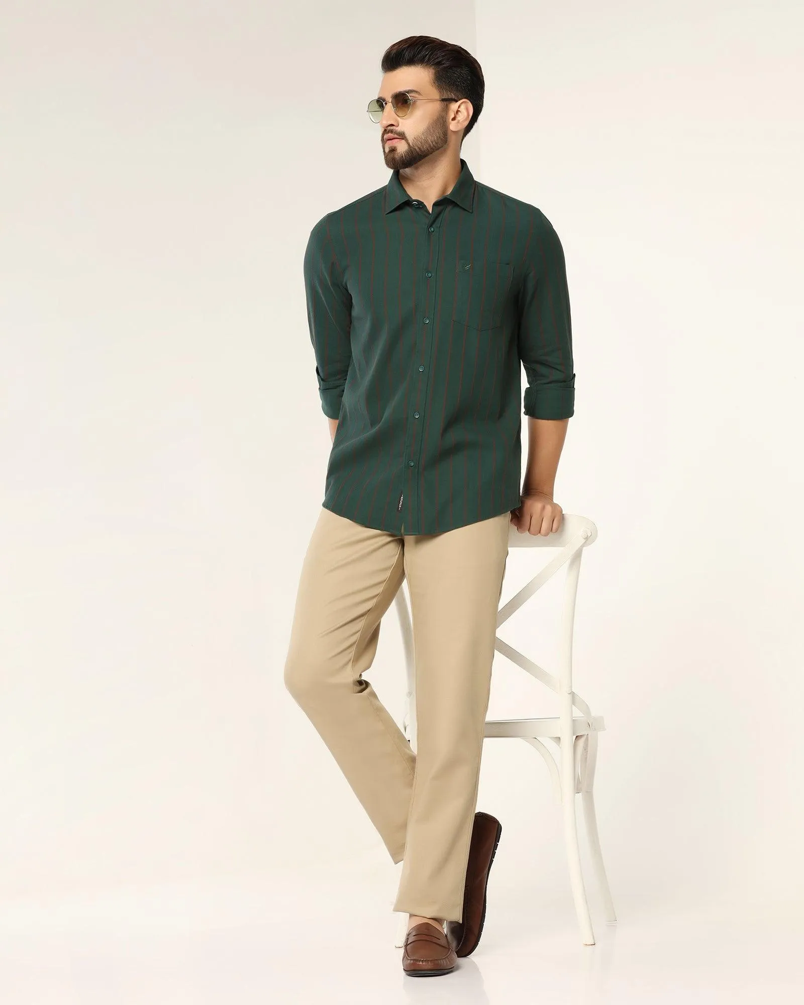 Casual Green Striped Shirt - Fabien