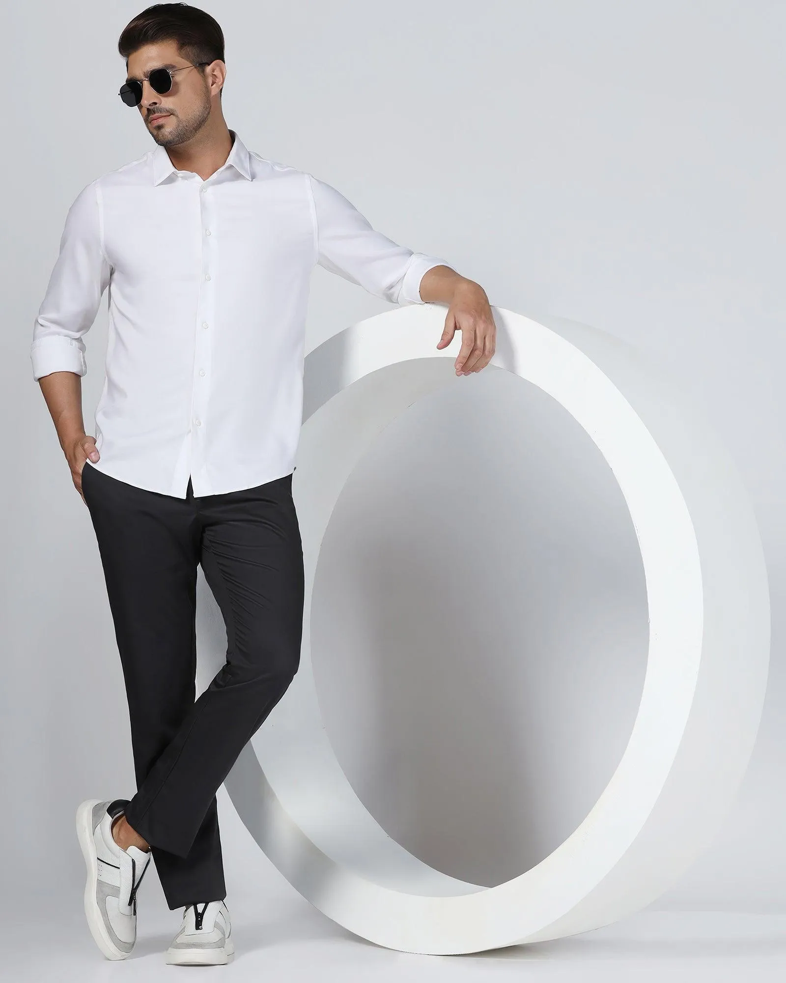 Casual White Solid Shirt - Gerald