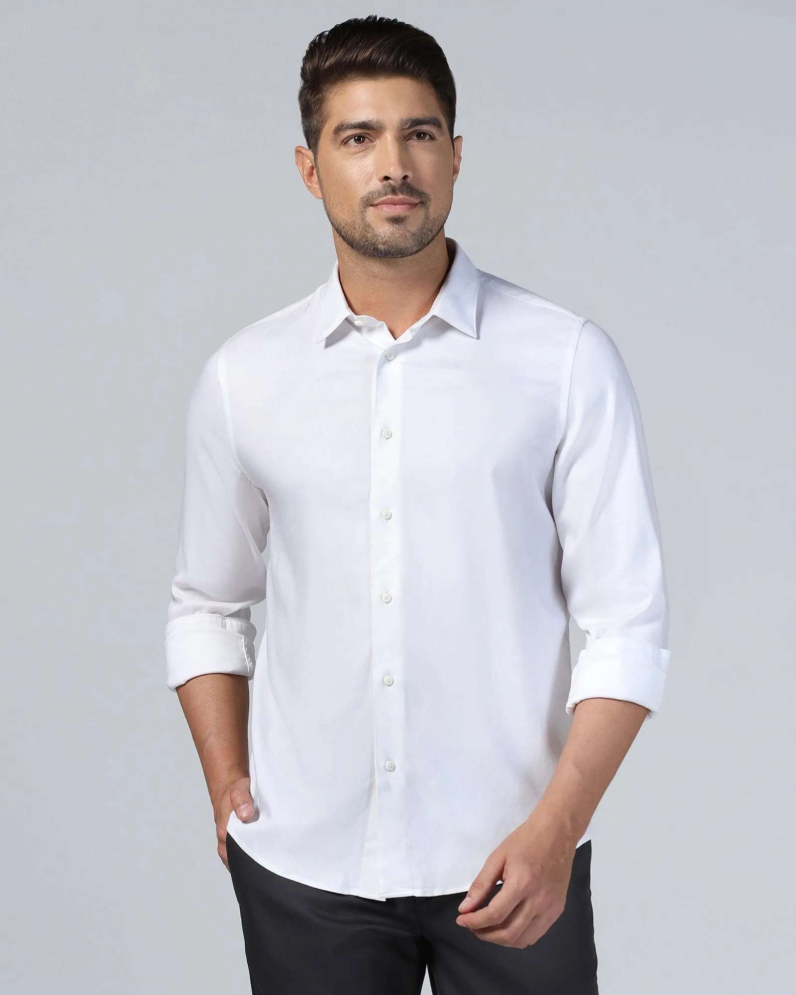 Casual White Solid Shirt - Gerald