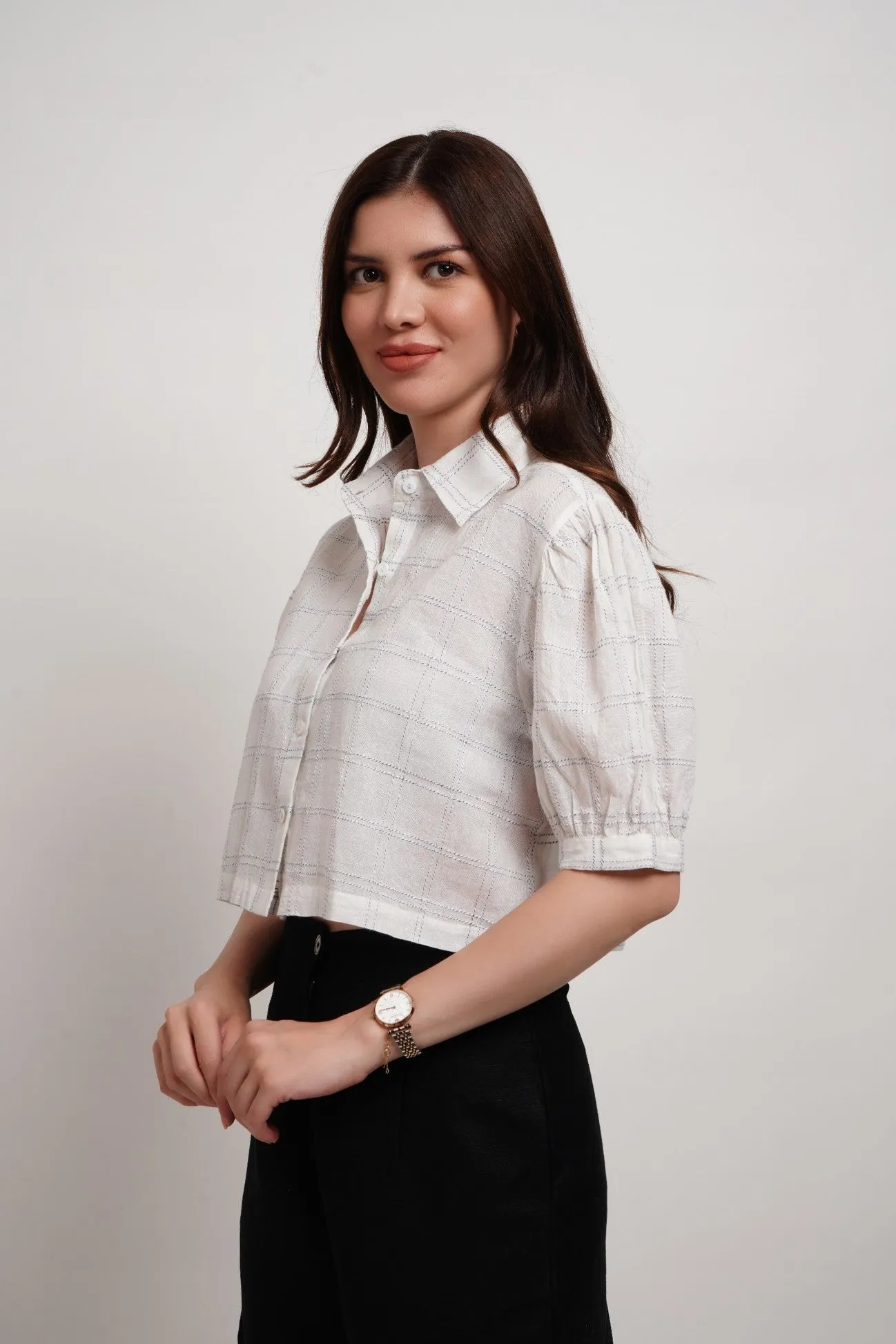 Checked Crop Shirt