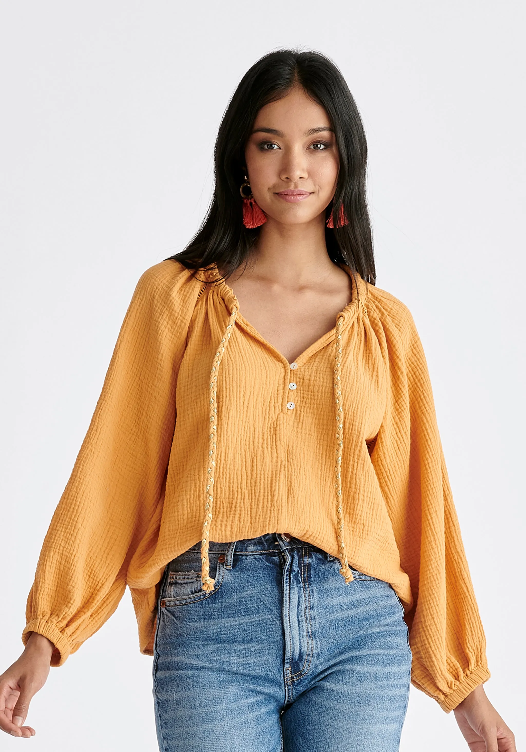 Cheesecloth Peasant Blouse