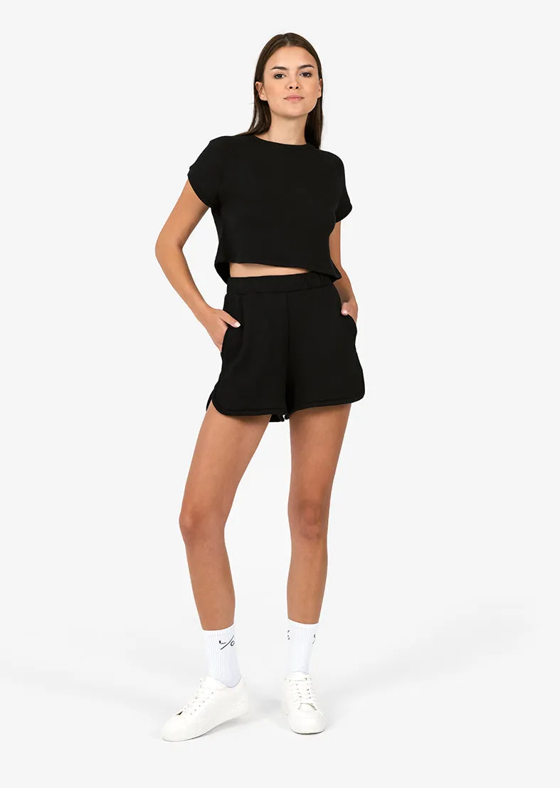 Club LC Cropped Sweat Tee Black FINAL SALE