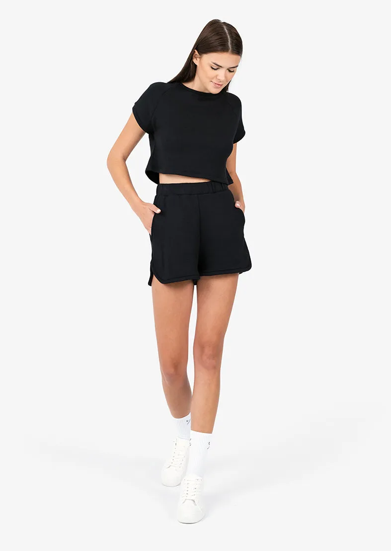 Club LC Cropped Sweat Tee Black FINAL SALE