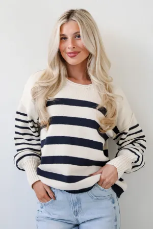 Comfy Darling Off White Striped Sweater