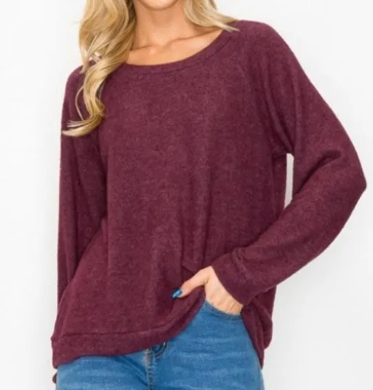 Comfy top with dolman sleeves top In our  charcoal stars print cozy brushed Jersey