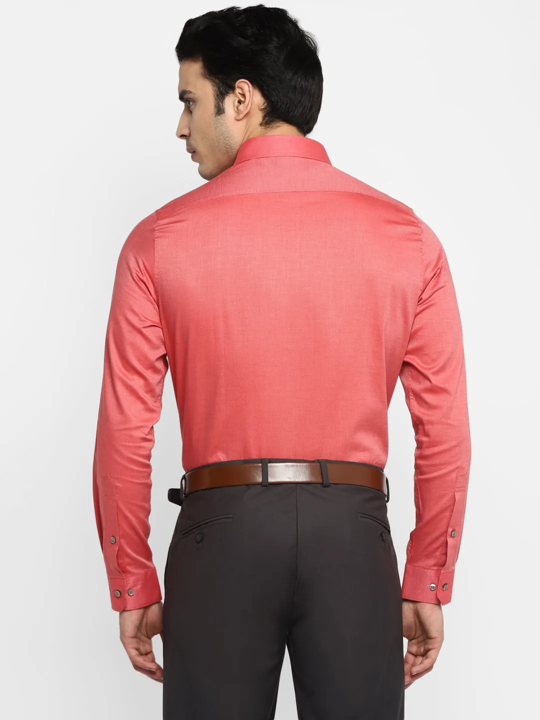 Dobby Solid Red Slim Fit Formal Shirt