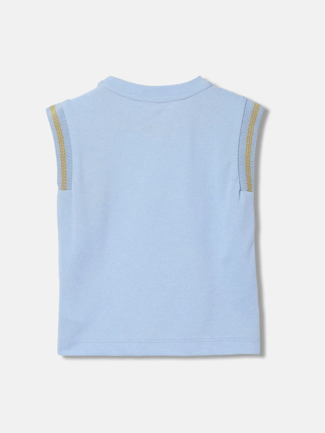 Elle Kids Girls Blue Printed Round Neck Sleeveless T-Shirt