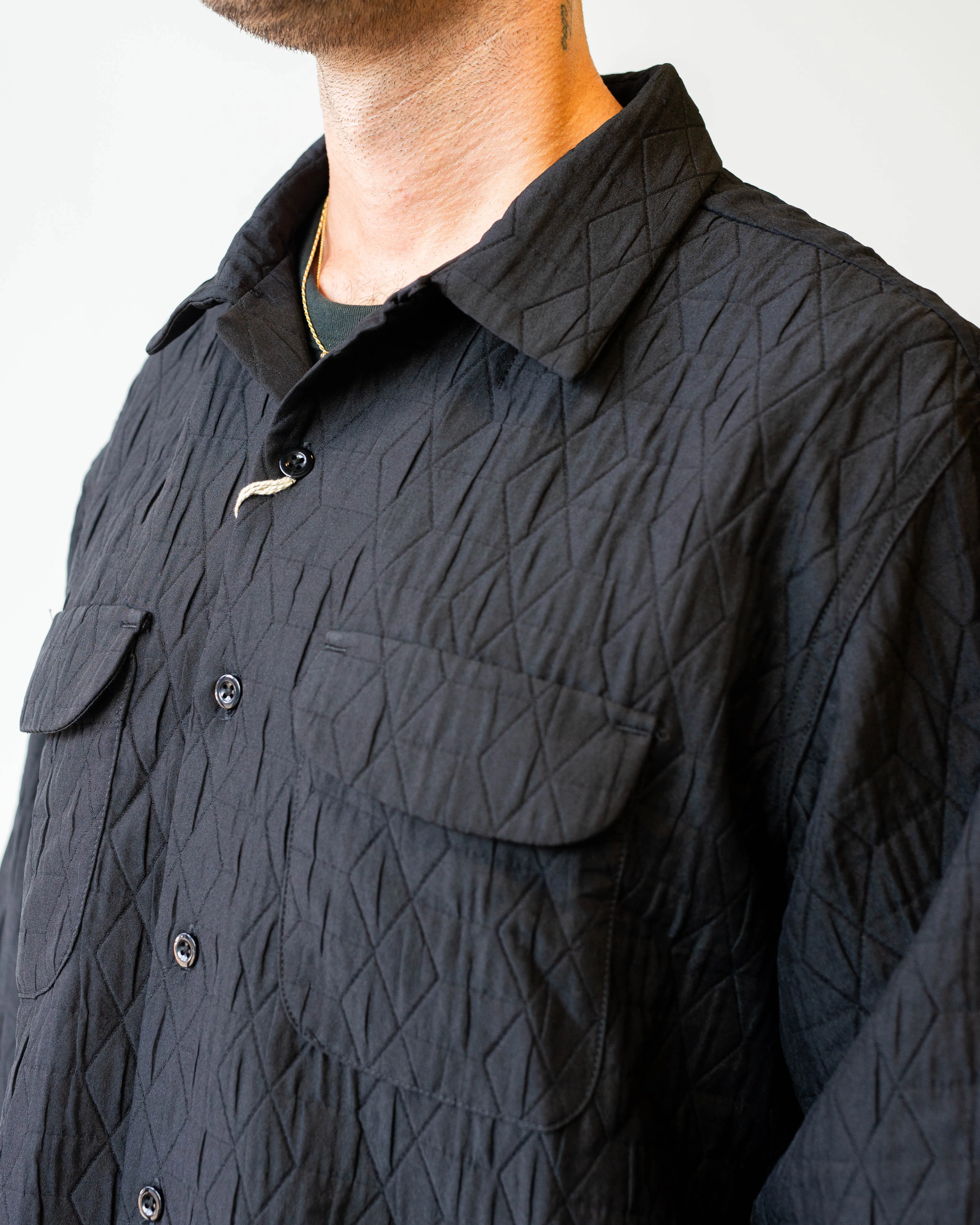 Engineered Garments Classic Shirt Black Polyester Geo Quilt