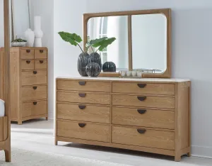 Escape - Bedroom 8 Drawer Dresser And Mirror - Glazed Natural Oak