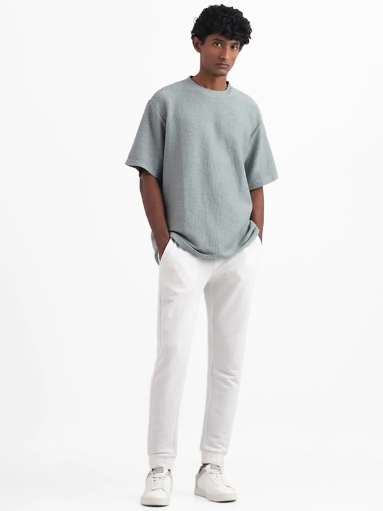 ETA Teal Solid Cotton Blend Relaxed-Fit T-Shirt