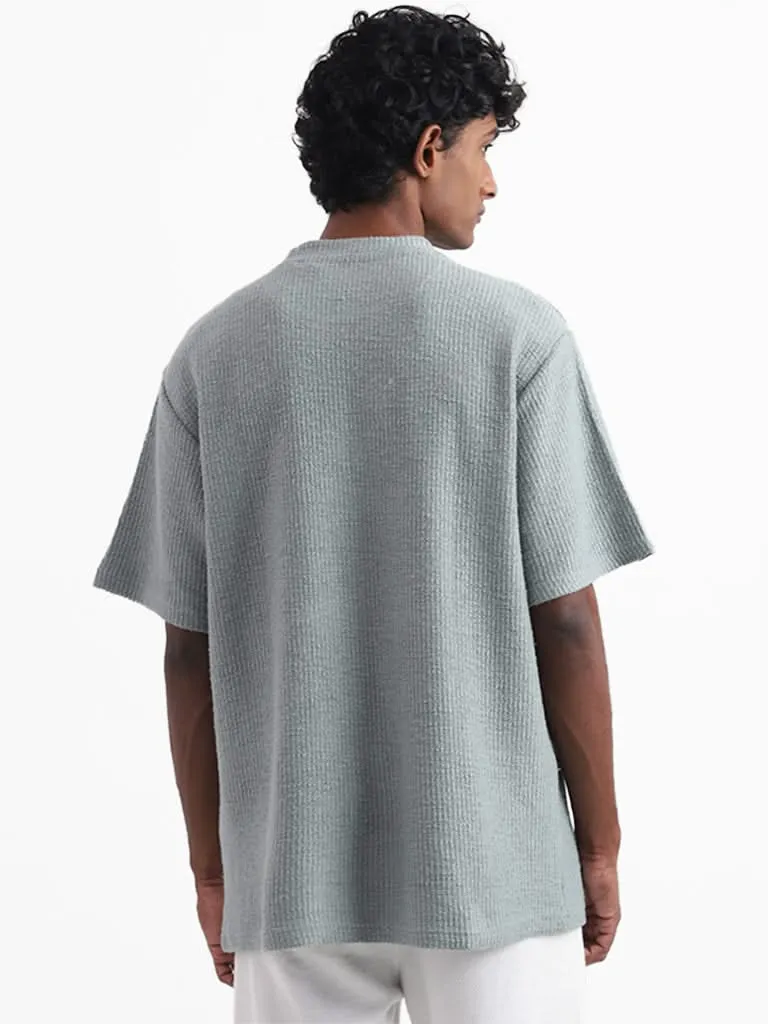 ETA Teal Solid Cotton Blend Relaxed-Fit T-Shirt