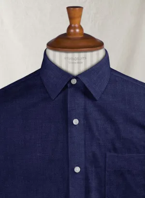 European Indigo Blue Linen Shirt