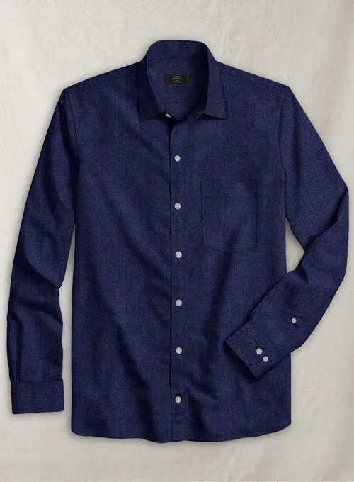 European Indigo Blue Linen Shirt