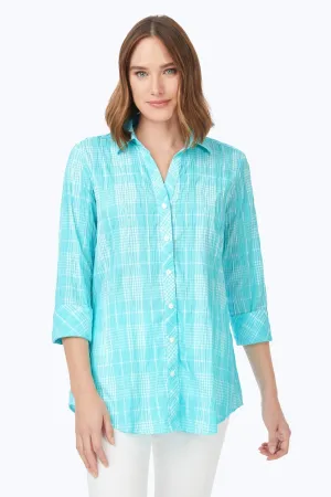 Faith Beach Plaid Crinkle Tunic