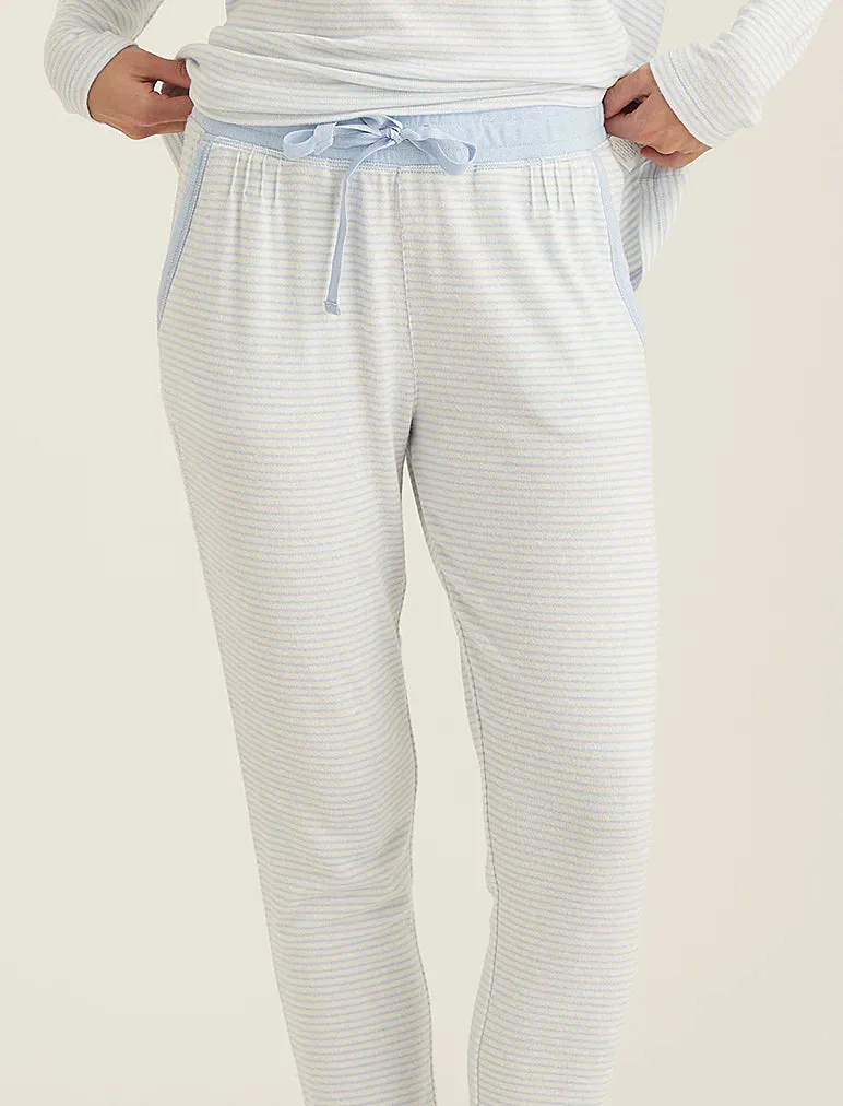 Feather Soft V-Neck LS Top and Jogger Crystal Blue/Cream