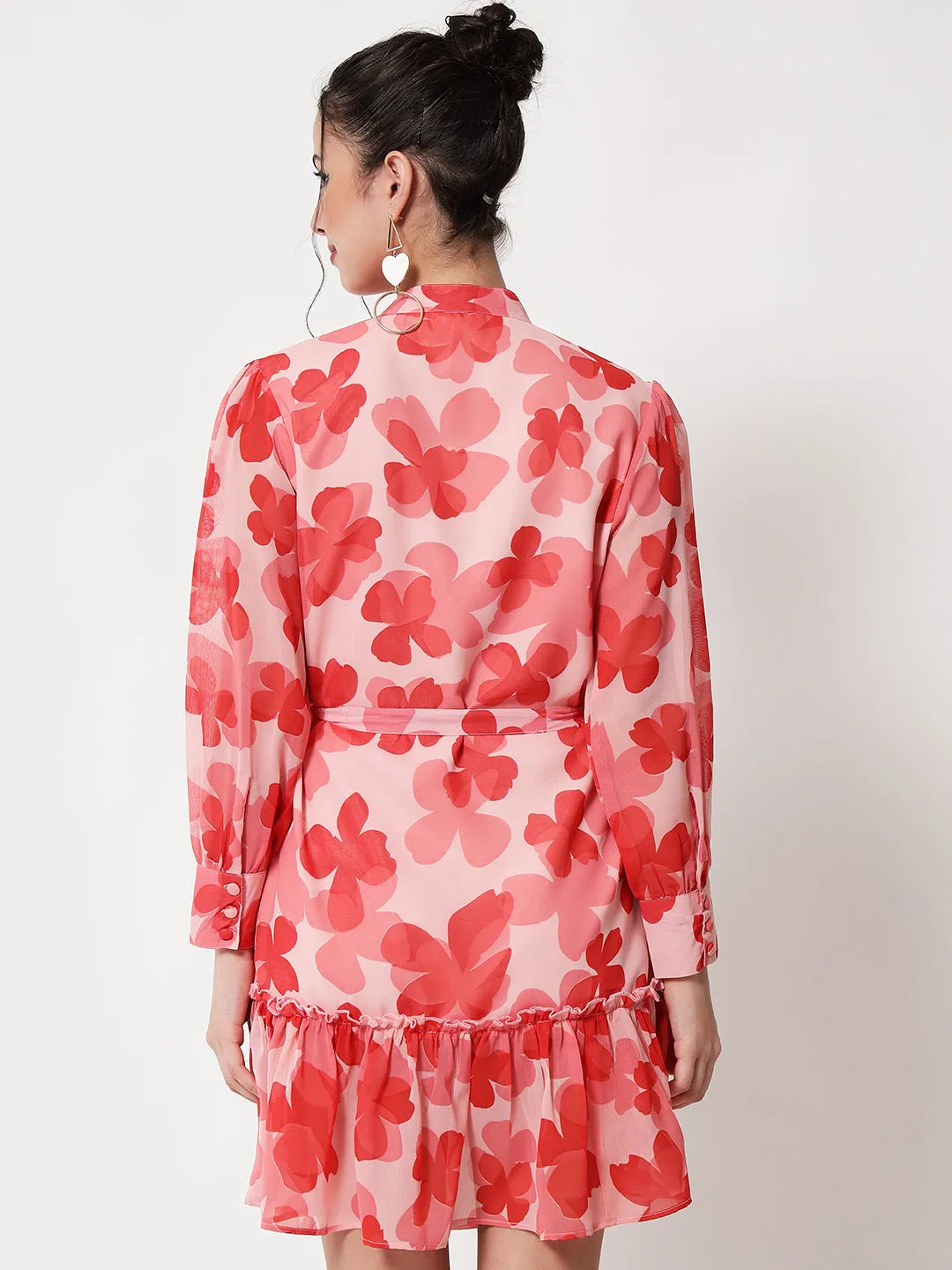 Floral Georgette Shirt Style Dress