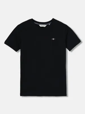 Gant Boys Black Solid Round Neck Short Sleeves T-Shirt