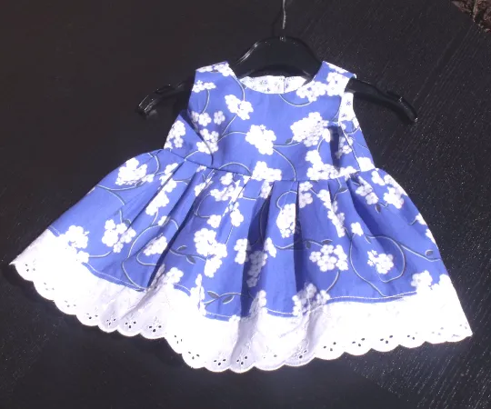 Handmade Baby dress 100% cotton, size 46cm chest, to fit from 3 to 6 months