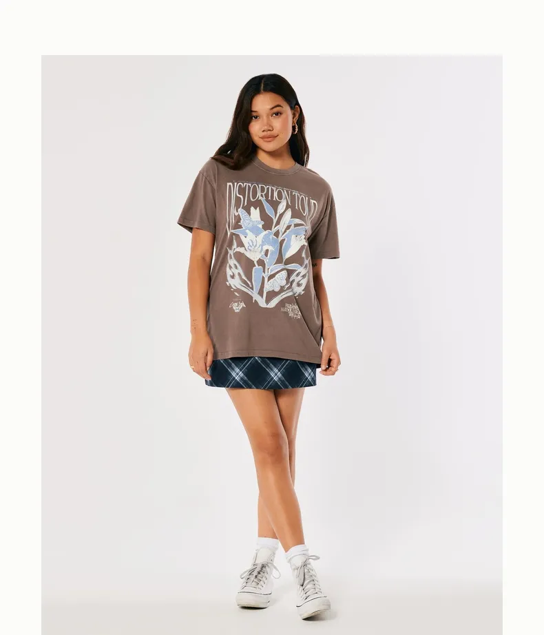 Hollister-Women's fashion loose print pattern T-shirt