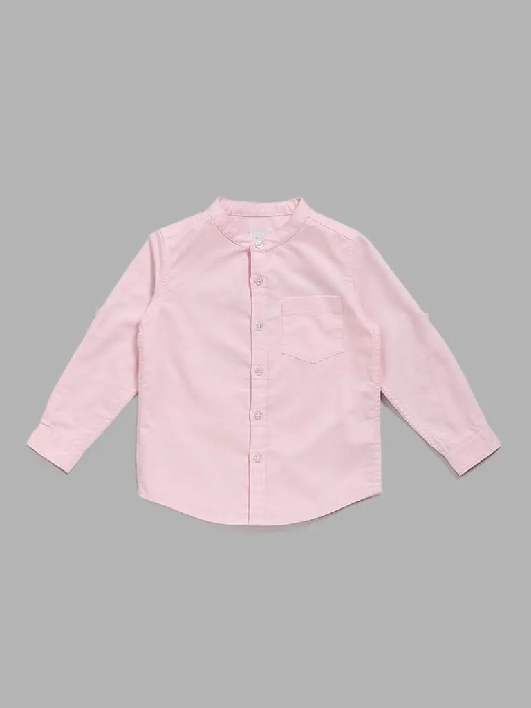 HOP Kids Plain Pink Casual Shirt