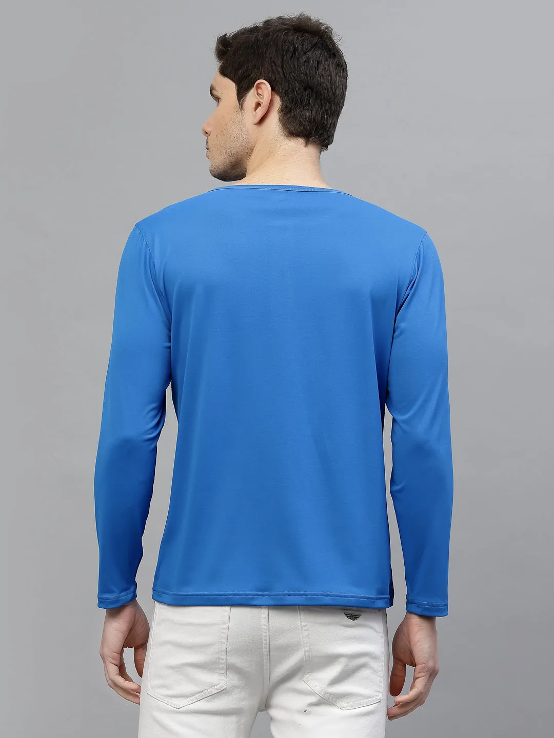 JUMP USA Mens Blue & Black Round Neck T-shirt