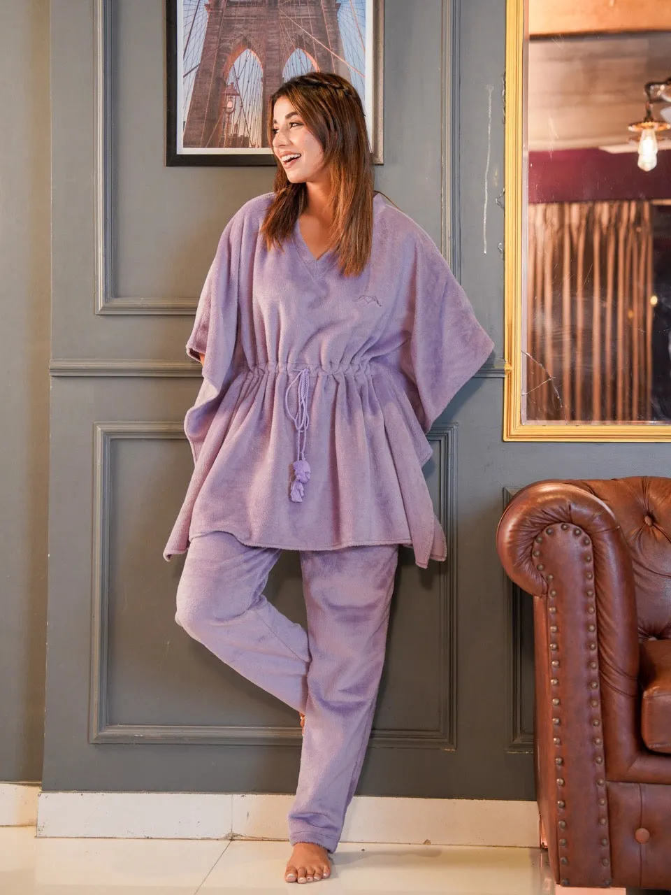 Lavender Super Soft Woollen Kaftan Set