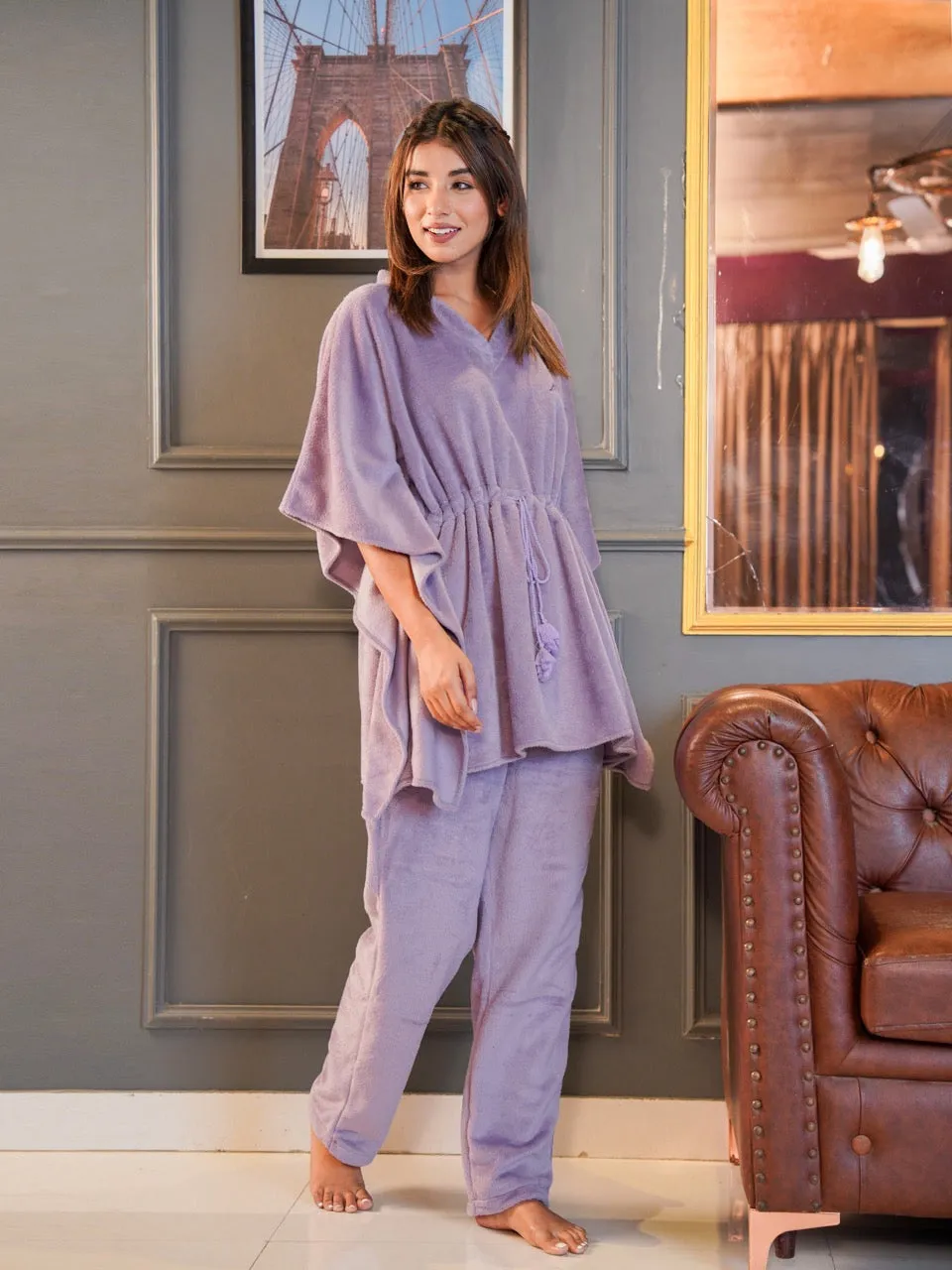 Lavender Super Soft Woollen Kaftan Set