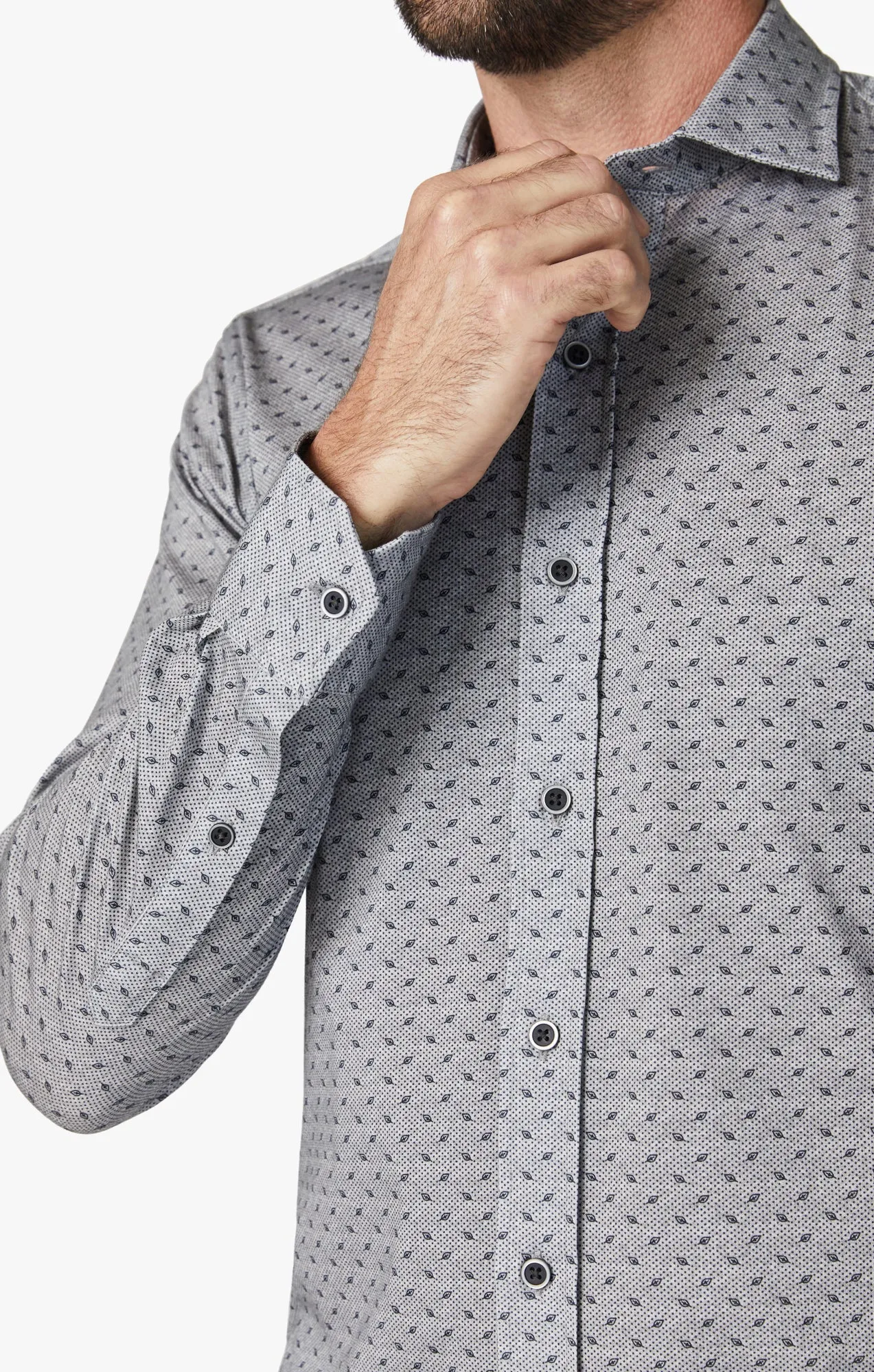 Leaf Design Shirt Grey Melange