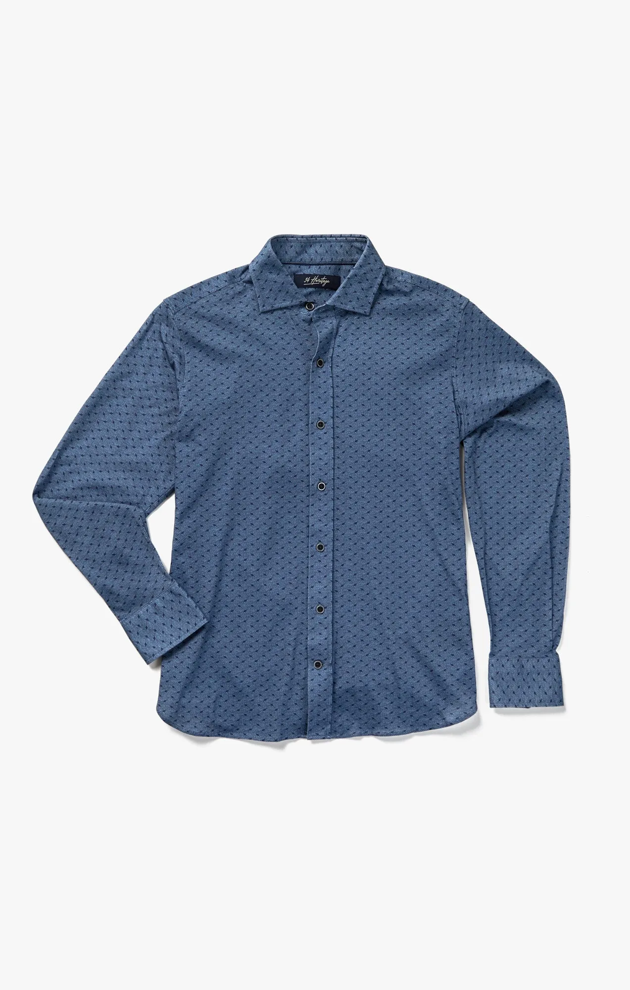 Leaf Design Shirt in Indigo Melange