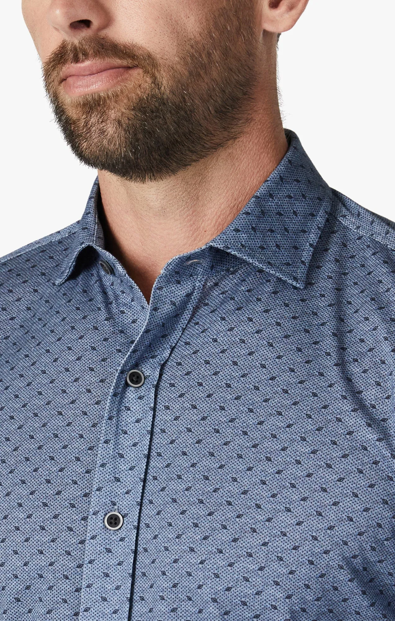 Leaf Design Shirt in Indigo Melange