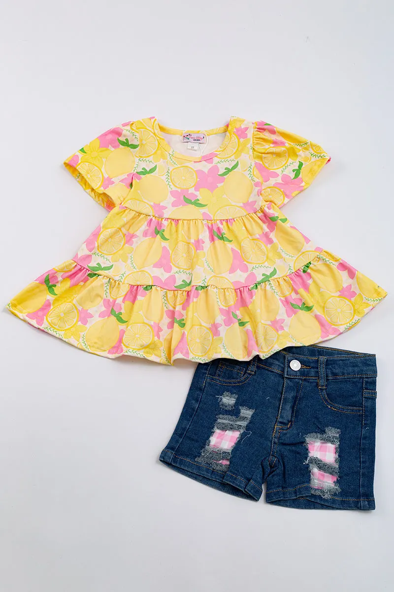 Lemon Floral 2-pc short set