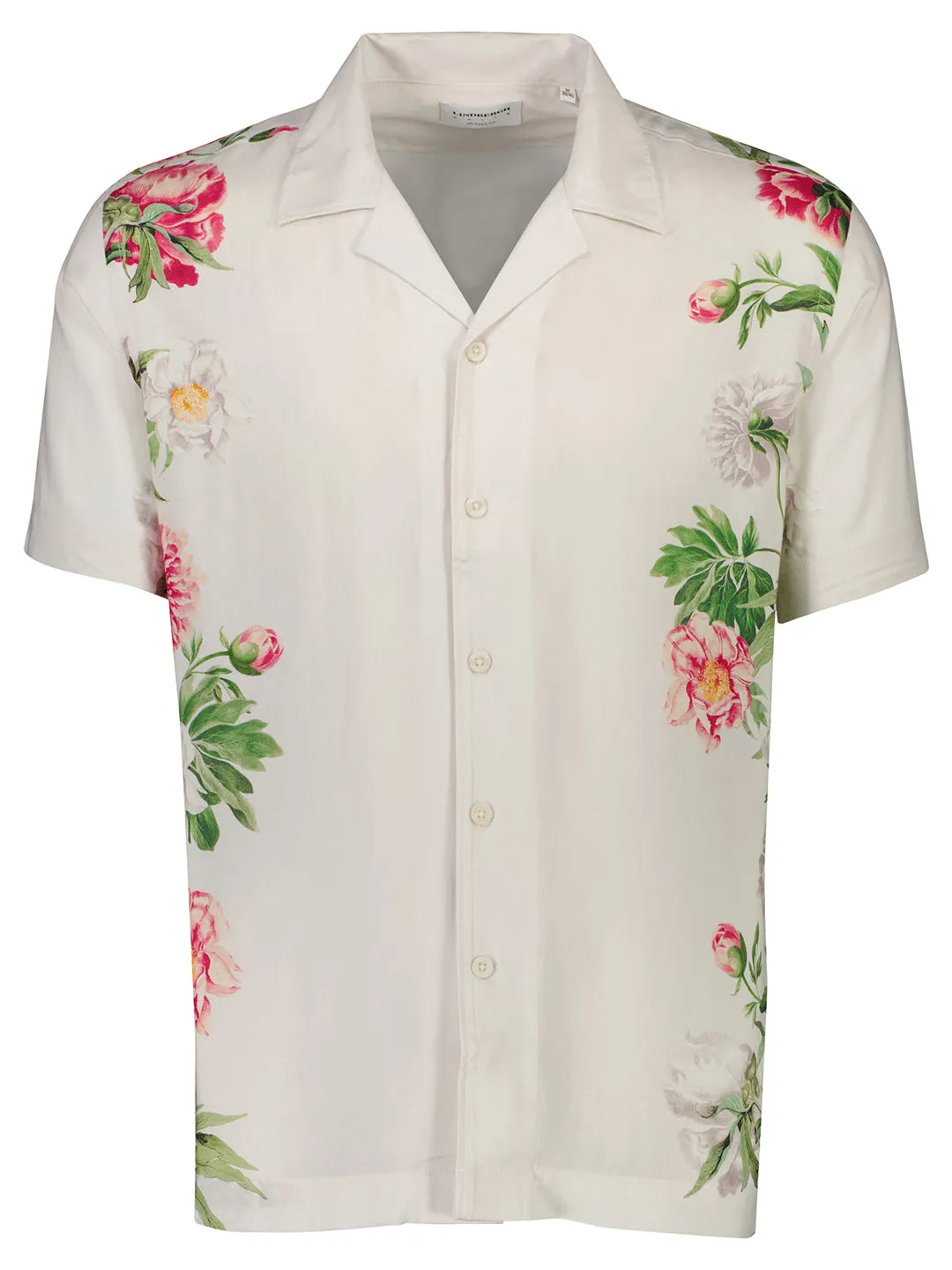 Lindbergh Men Off White Printed Collar Shirt