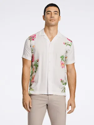 Lindbergh Men Off White Printed Collar Shirt